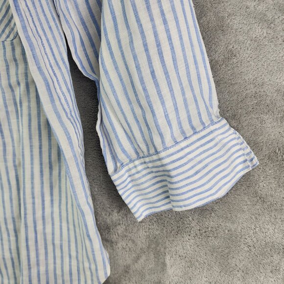 Womens Chicos Striped Shirt Blouse Button Up 100% Linen 3/4 Sleeve Size 1 (S) - Picture 5 of 11